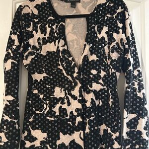 INC International Concepts Black and Cream Sequin Sweater